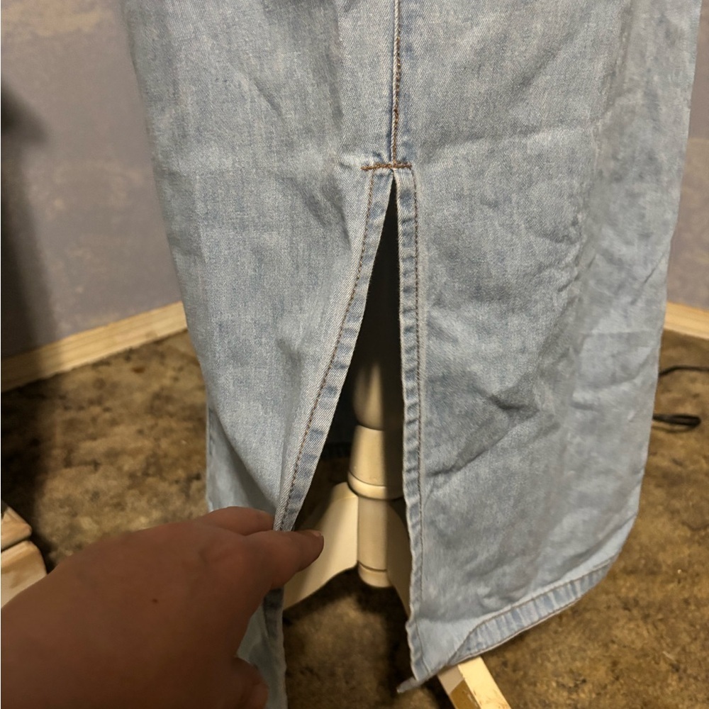 🛍Bundle sale🛍Elegant vintage Light Blue Denim Maxi Skirt small - Picture 5 of 9